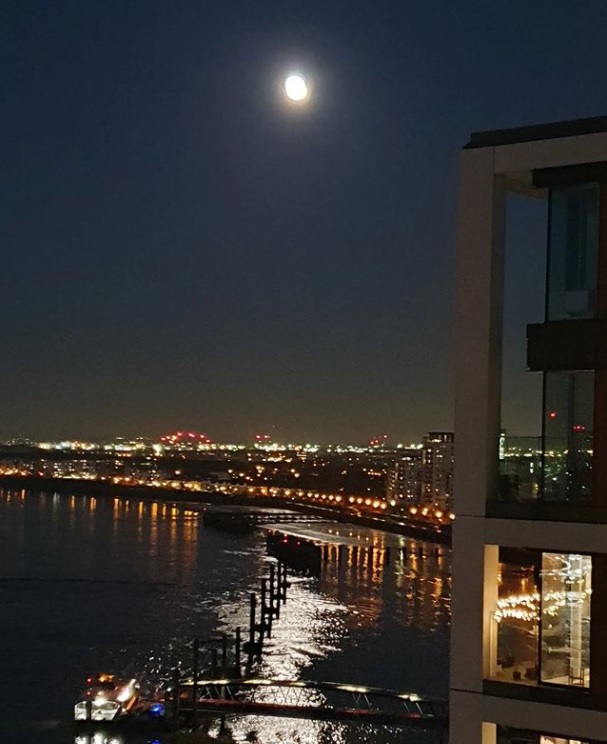 The full moon reflected in the Thames by the Woolwich Clipper pier. Quite magical. @academyann on Instagram