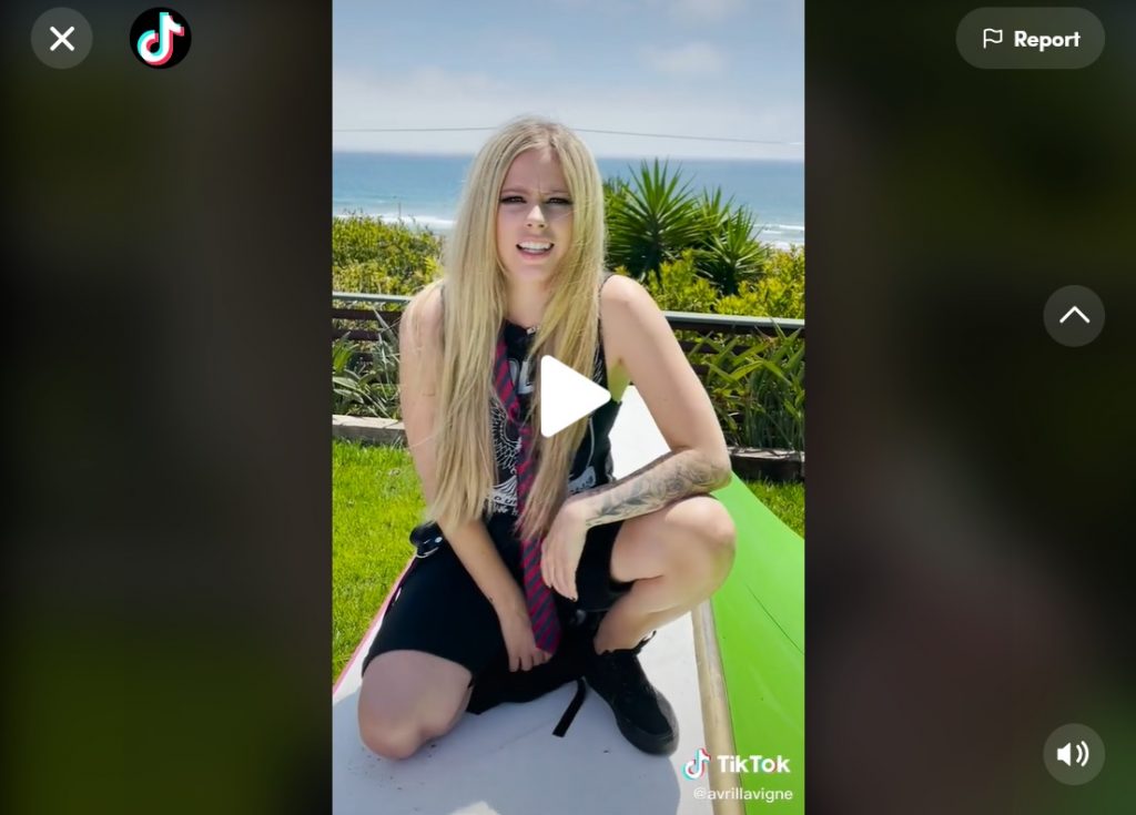 Avril Lavigne's first video on TikTok has gained over 6 million likes