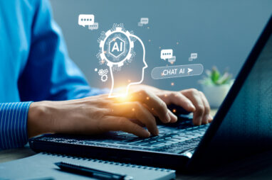 business people using artificial intelligence AI, search for information using an artificial intelligence chatbot. smart technology by inputting. future technology information, Open AI